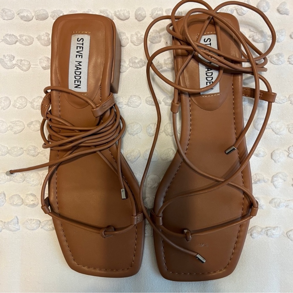 Steve Madden Tan Lace-Up Sandals